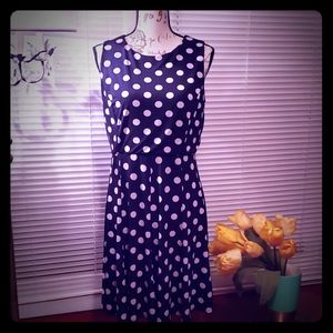 RONNI NICHOLE Navy Polka Dot Dress Size 10P